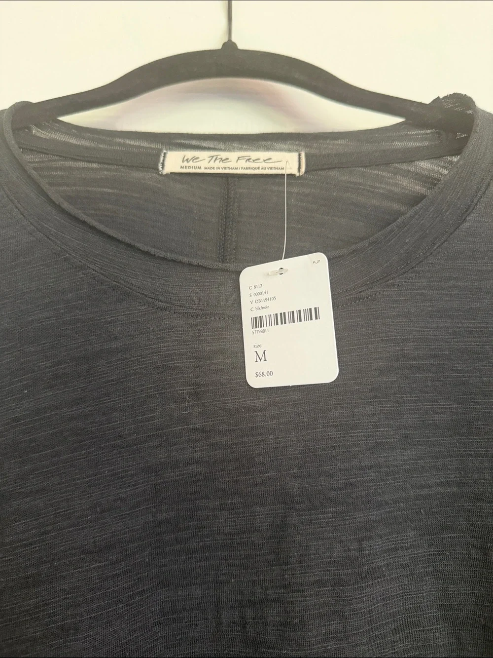NWT Free People Black Ruched Sleeve Women's Top - Classic Long Sleeve